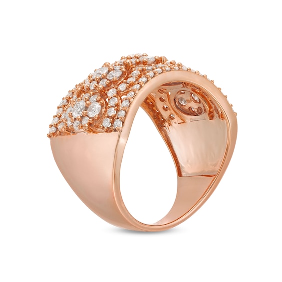 1-1/2 CT. T.w. Oval Multi-Diamond Edge Wide Band in 10K Rose Gold