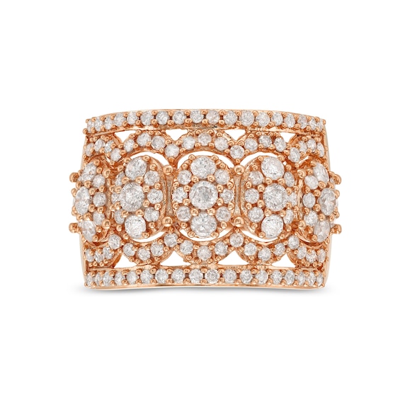 1-1/2 CT. T.w. Oval Multi-Diamond Edge Wide Band in 10K Rose Gold