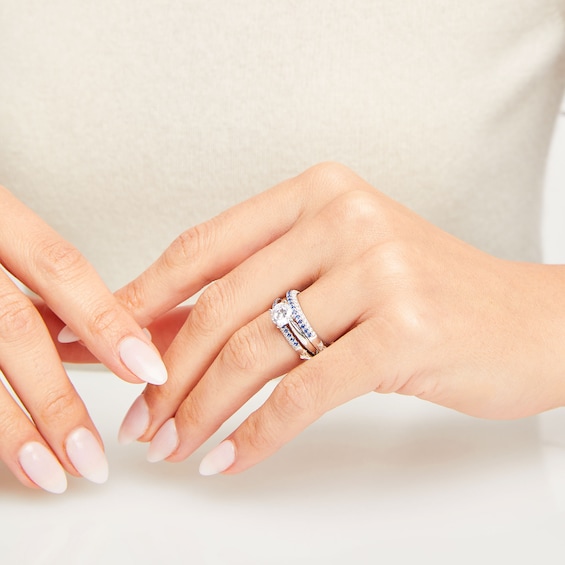 Vera Wang Love Collection Blue Sapphire Guard Ring Set