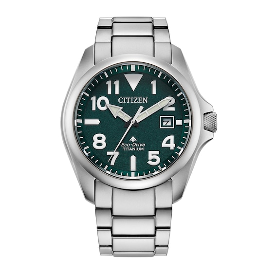 Men's Citizen Eco-DriveÂ® Promaster Dive Super Titaniumâ¢ Watch with Green Dial (Model: Bn0241-59W)