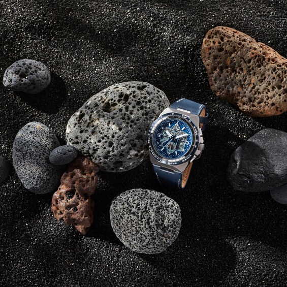 Men's Citizen Eco-DriveÂ® Promaster Air Skyhawk A-T Chronograph Blue Strap Watch with Blue Dial (Model: Jy8148-08L)