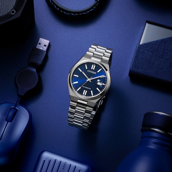 Men's Citizen Tsuyosa Collection Automatic Watch with Blue Sunray Dial (Model: Nj0150-56L)