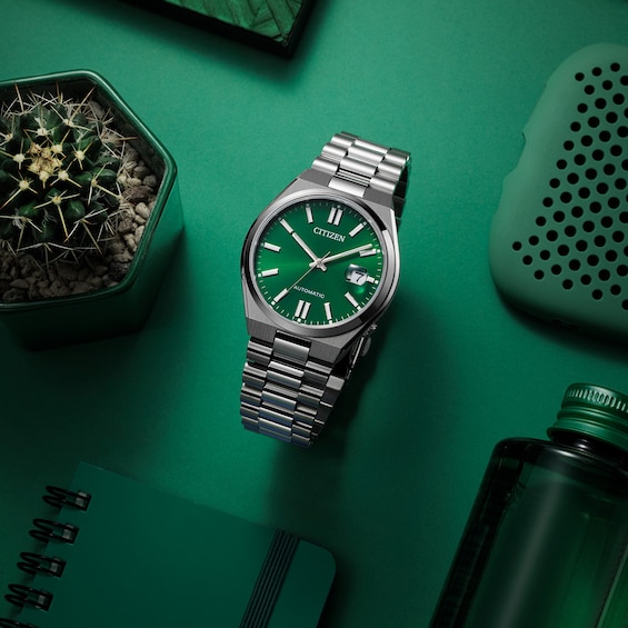 Men's Citizen Tsuyosa Collection Automatic Watch with Green Sunray Dial (Model: Nj0150-56X)