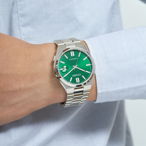 Men's Citizen Tsuyosa Collection Automatic Watch with Green Sunray Dial (Model: Nj0150-56X)