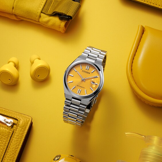 Men's Citizen Tsuyosa Collection Automatic Watch with Yellow Sunray Dial (Model: Nj0150-56Z)