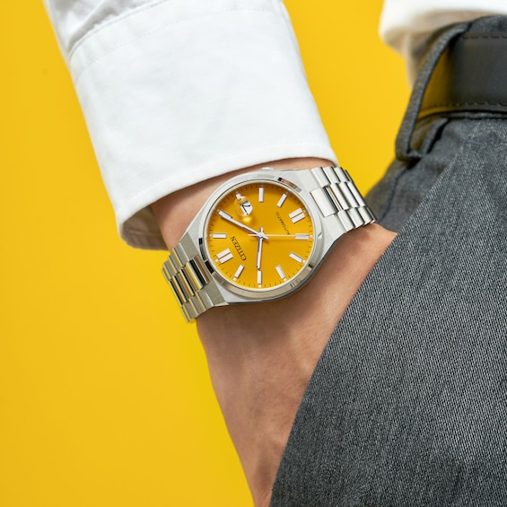 Men's Citizen Tsuyosa Collection Automatic Watch with Yellow Sunray Dial (Model: Nj0150-56Z)