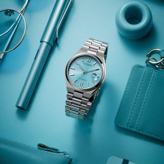 Men's Citizen Tsuyosa Collection Automatic Watch with Sky Blue Sunray Dial (Model: Nj0151-53M)