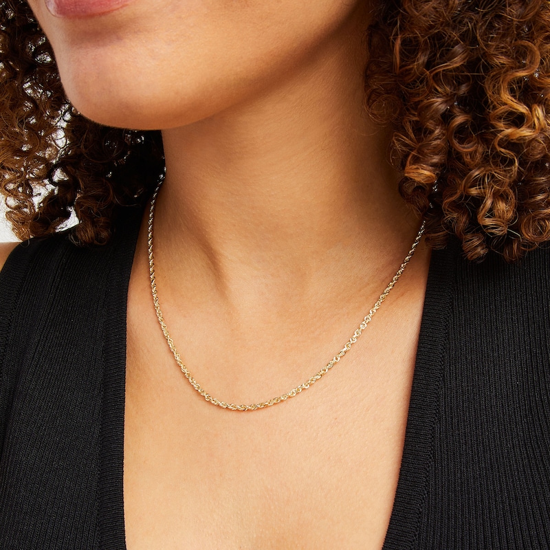 2.4mm Rope Chain Necklace in Solid 14K Gold - 18"