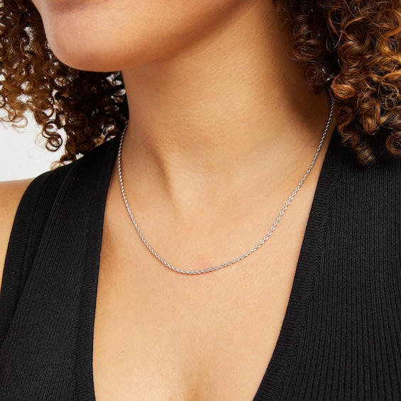 1.6mm Rope Chain Necklace in Solid 14K White Gold - 18"