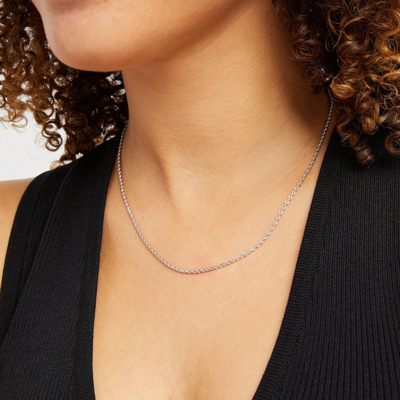 Main Image 2 of 1.6mm Rope Chain Necklace in Solid 14K White Gold - 18"