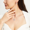 Thumbnail Image 2 of Oval Swiss Blue Topaz and White Lab-Created Sapphire Doorknocker Pendant, Ring and Drop Earrings Set in Sterling Silver