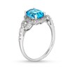 Thumbnail Image 3 of Oval Swiss Blue Topaz and White Lab-Created Sapphire Doorknocker Pendant, Ring and Drop Earrings Set in Sterling Silver