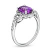Thumbnail Image 3 of Oval Amethyst and White Lab-Created Sapphire Doorknocker Pendant, Ring and Drop Earrings Set in Sterling Silver