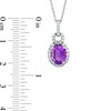 Thumbnail Image 6 of Oval Amethyst and White Lab-Created Sapphire Doorknocker Pendant, Ring and Drop Earrings Set in Sterling Silver
