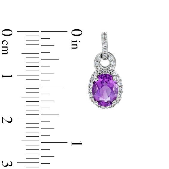 Oval Amethyst and White Lab-Created Sapphire Doorknocker Pendant, Ring and Drop Earrings Set in Sterling Silver