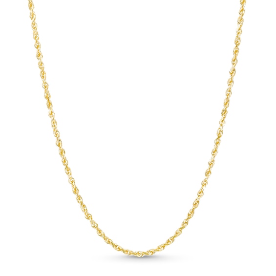2.4mm Rope Chain Necklace in Solid 14K Gold - 20"