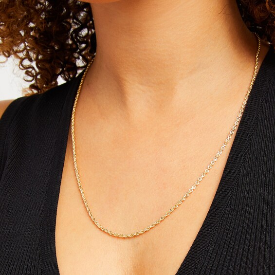 2.4mm Rope Chain Necklace in Solid 14K Gold