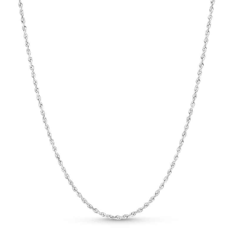 1.6mm Rope Chain Necklace in Solid 14K White Gold - 20"