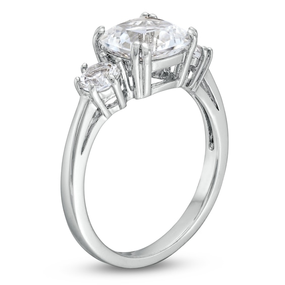 Cushion-Cut White Lab-Created Sapphire Pendant, Ring and Stud Earrings Set in Sterling Silver