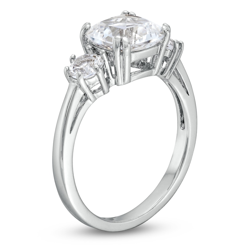 Main Image 3 of Cushion-Cut White Lab-Created Sapphire Pendant, Ring and Stud Earrings Set in Sterling Silver