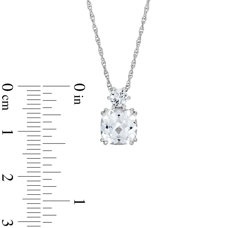 Main Image 5 of Cushion-Cut White Lab-Created Sapphire Pendant, Ring and Stud Earrings Set in Sterling Silver