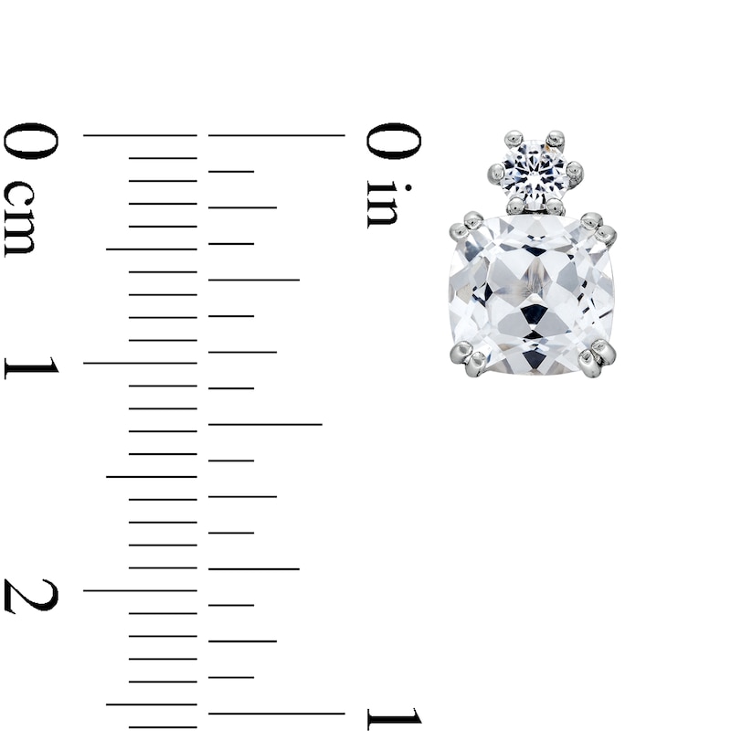 Main Image 6 of Cushion-Cut White Lab-Created Sapphire Pendant, Ring and Stud Earrings Set in Sterling Silver