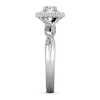 Thumbnail Image 2 of 1/3 CT. T.W. Oval Diamond Scallop Frame Twist Shank Ring in 10K White Gold
