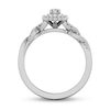 Thumbnail Image 3 of 1/3 CT. T.W. Oval Diamond Scallop Frame Twist Shank Ring in 10K White Gold