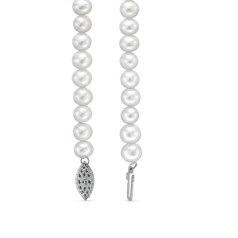 Main Image 4 of Freshwater Cultured Pearl Strand Necklace, Bolo Bracelet and Drop Earrings Set in Sterling Silver