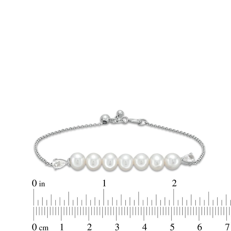 Main Image 5 of Freshwater Cultured Pearl Strand Necklace, Bolo Bracelet and Drop Earrings Set in Sterling Silver