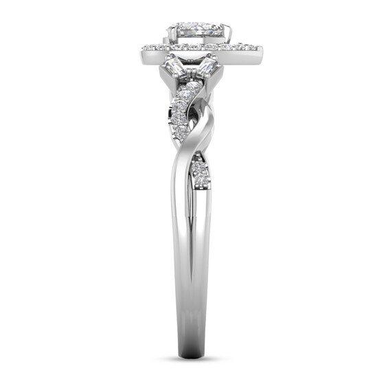 1/3 CT. T.w. Pear-Shaped Diamond Frame Twist Shank Ring in 10K White Gold