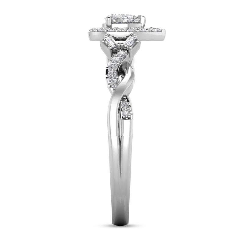 Main Image 2 of 1/3 CT. T.W. Pear-Shaped Diamond Frame Twist Shank Ring in 10K White Gold