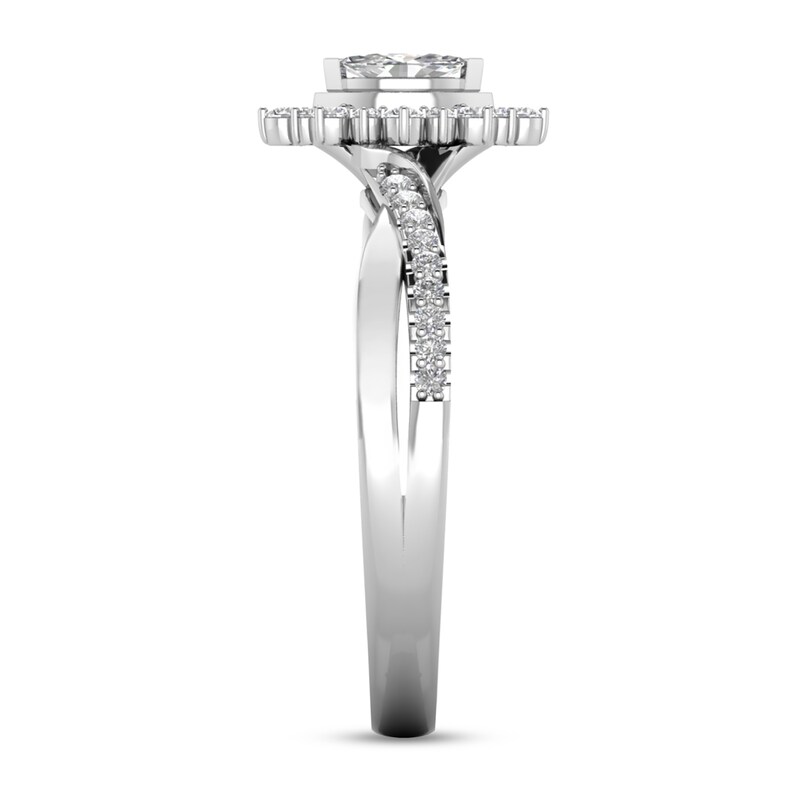 Main Image 2 of 1/3 CT. T.W. Marquise-Cut Diamond Shadow Frame Twist Shank Ring in 10K White Gold