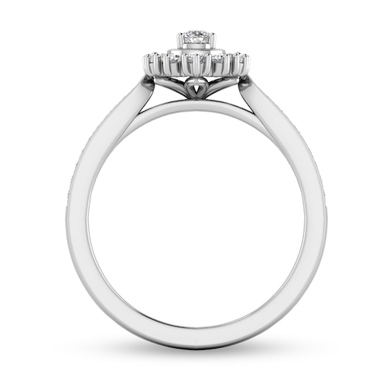 3/8 CT. T.w. Pear-Shaped Diamond Polished Frame Ring in 10K White Gold