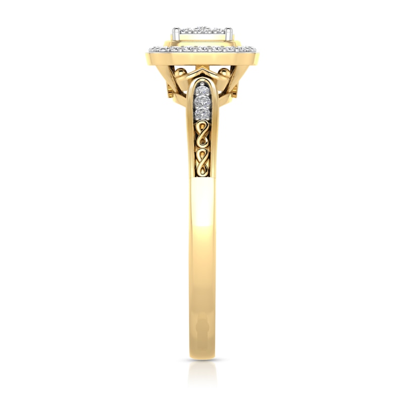 Main Image 3 of 1/6 CT. T.W. Cushion Multi-Diamond Polished Frame Ring in 10K Gold