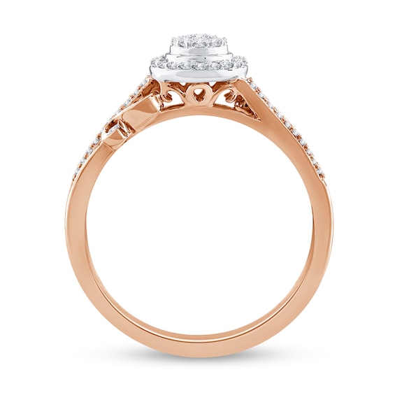 1/5 CT. T.w. Multi-Diamond Frame Scrollwork Split Shank Ring in 10K Two-Tone Gold