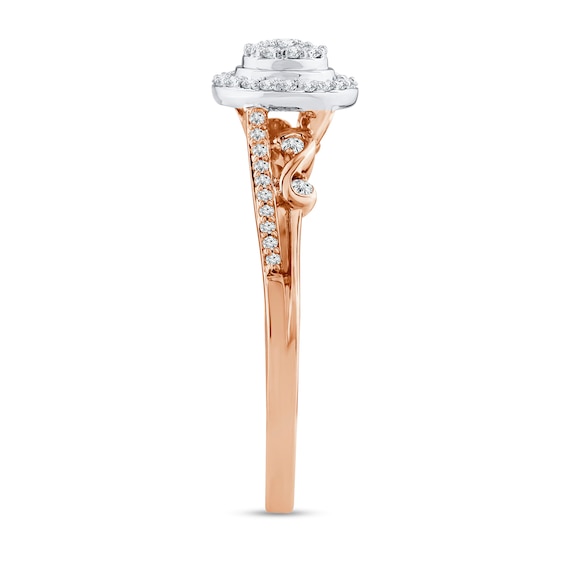 1/5 CT. T.w. Multi-Diamond Frame Scrollwork Split Shank Ring in 10K Two-Tone Gold