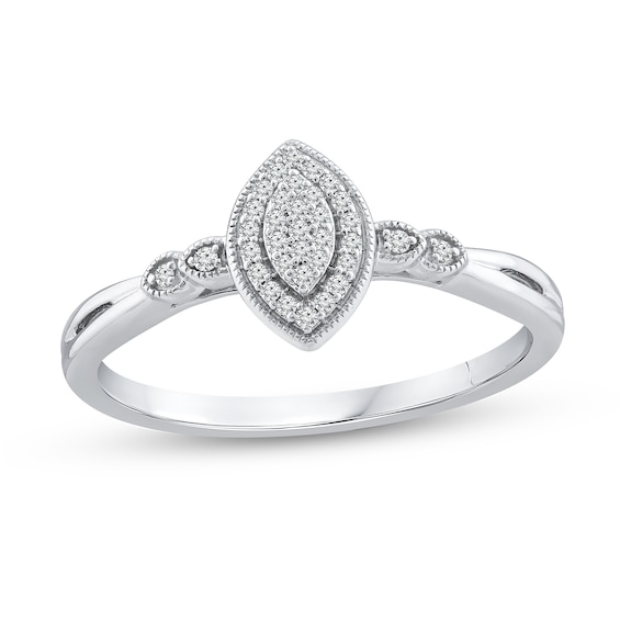 1/15 CT. T.w. Marquise Multi-Diamond Frame Vintage-Style Promise Ring in 10K White Gold