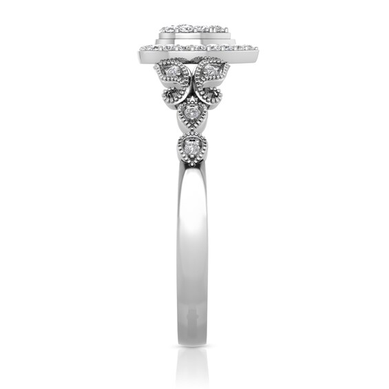 1/5 CT. T.w. Pear Multi-Diamond Frame Butterfly Vintage-Style Ring in 10K White Gold