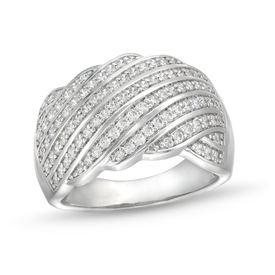 3/4 CT. T.w. Diamond Linear Multi-Row Rolling Wave Ring in 10K Gold