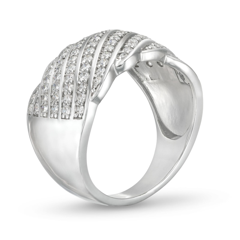 Main Image 3 of 3/4 CT. T.W. Diamond Linear Multi-Row Rolling Wave Ring in 10K White Gold