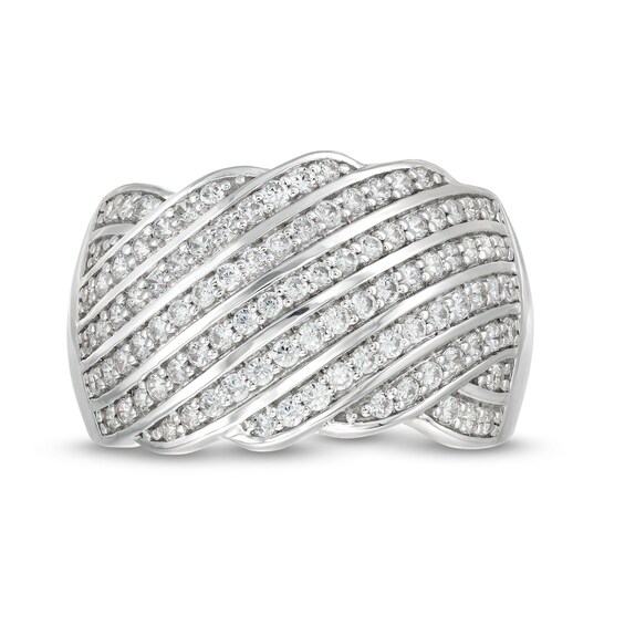 3/4 CT. T.w. Diamond Linear Multi-Row Rolling Wave Ring in 10K Gold