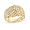 Thumbnail Image 1 of 3/4 CT. T.W. Diamond Linear Multi-Row Rolling Wave Ring in 10K Gold