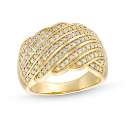 3/4 CT. T.W. Diamond Linear Multi-Row Rolling Wave Ring in 10K Gold