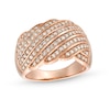 Thumbnail Image 1 of 3/4 CT. T.W. Diamond Linear Multi-Row Rolling Wave Ring in 10K Rose Gold