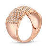 Thumbnail Image 3 of 3/4 CT. T.W. Diamond Linear Multi-Row Rolling Wave Ring in 10K Rose Gold