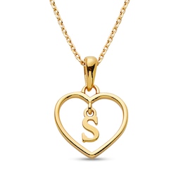Initial Dangle Heart Pendant (1 Initial) - 20"