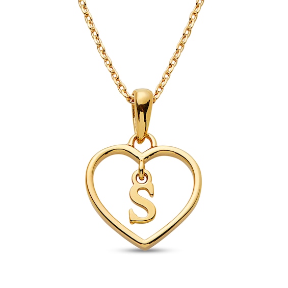 Initial Dangle Heart Pendant (1 Initial) - 20"