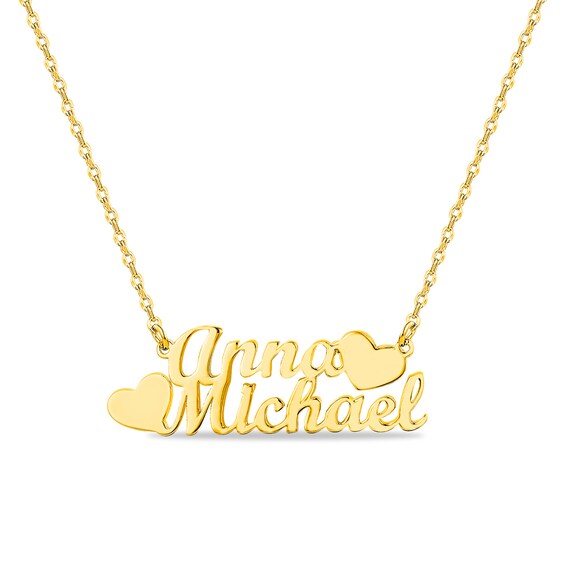 Couple's Double Row Names Necklace (2 Lines) - 20"