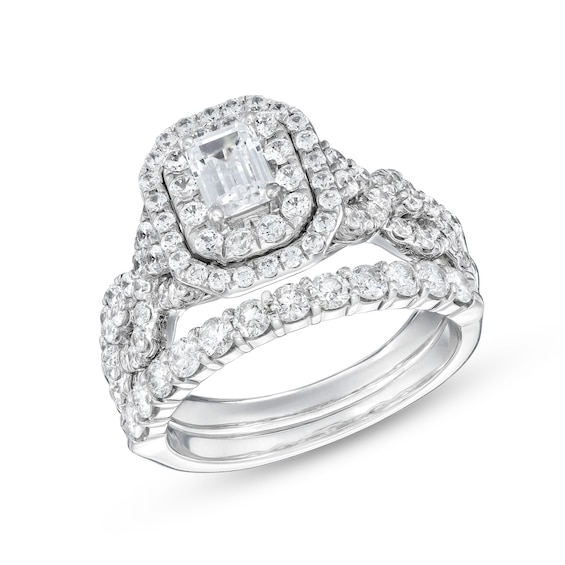 Celebration Ideal Emerald-Cut Diamond Ring Set